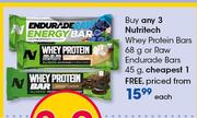Nutritech Whey Protein Bars 68g Or Raw Endurade Bars 45g-Each