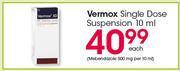 Vermox Single Dose Suspension-10ml Each