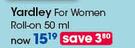 Yardley For Women Roll-On 50ml-Each