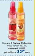 Natural Collection Body Sprays 150ml-Each