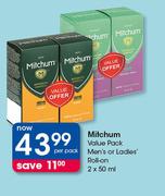 Mitchum Value Pack Men's Or Ladies' Roll-On -2x50ml Per Pack