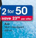 Axe Men's Deodorant-2 x 200ml Per Offer