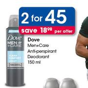 Dove Men+Care Anti Perspirant Deodorant 150ml-For 2 Per Offer