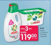 Ariel Liquid-1.5Ltr Or 14 Power Capsules-For 3