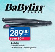 BaByliss Crystal Ceramic 28mm Wet & Dry Staraightener-Each