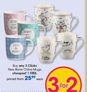 Clicks New Bone China Mugs-Each