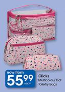 Clicks Multicolour Dot Toiletry Bags-Each