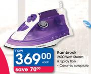 Kambrook 2600 Watt Steam & Spray Iron Ceramic Soleplate-Each
