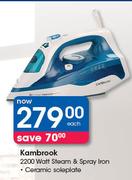 Kambrook 2200 Watt Steam & Spray Iron Ceramic Soleplate-Each