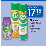 Airwick Refill-250ml Or Air Fresheners-280ml Each