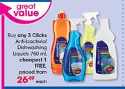 Clicks Anti Bacterial Dishwashing Liquids-750ml Each