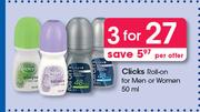 Clicks Roll On For Men Or Women-3 x 50ml