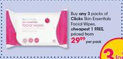 Clicks Skin Essentials Facial Wipes-Per Pack