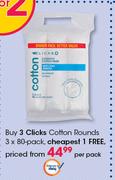Clicks Cotton Rounds-3 x 80 Pack-Per Pack
