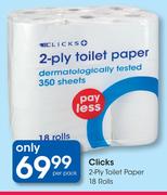 Clicks 2-Ply Toilet Paper 18 Rolls-Per Pack