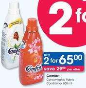 Comfort Concentrated Fabric Conditioner-2x800ml Per Offer