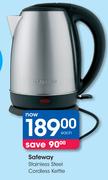 Safeway Stainless Steel Cordless Kettle-Each