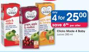 Clicks Made 4 Baby Juices-4x200ml Per Offer