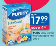 Purity Baby Cereal Mix With Baby's Milk-200g Each