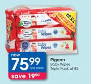 Pigeon Baby Wipes Triple Pack-82's Per Pack