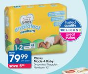 Clicks Made 4 Baby Dryprotect Nappies Newborn-42's Per Pack