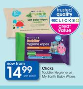 Clicks Toddler Hygiene Or My Earth Baby Wipes-Per Pack