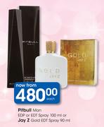 Pitbull Man EDP Or EDT Spray 100ml Or Jay Z Gold EDT Spray 90ml-Each