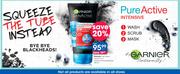 Garnier Pure Active Intense 3 In 1 Charcoal Anti-Blackhead-150ml Each