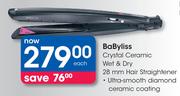 Babyliss Crystal Ceramic Wet & Dry 28mm Hair Straightener-Each
