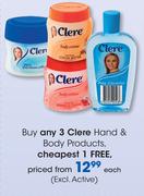 Clere Hand & Body Products (Excl Active)-Each