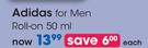Adidas For Men Roll On-50ml Each