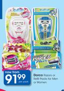 Dorco Razors Or Refill Packs For Men Or Women-Per Pack