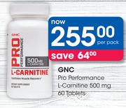 GNC Pro Performance L-Carnitine 500mg 60 Tablets-Per Pack