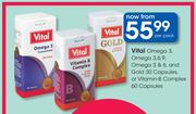 Vital Omega 3/Omega 3/6/9 Omega 3 & 6/Gold 30 Capsules Or Vitamin-B Complex 60 Capsules-Per Pack
