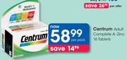 Centrum Adult Complete A - Zinc 16 Tablets - Per Pack