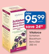 Vitaforce Schlehen Blackthorn Bery Elixir-200ml Each