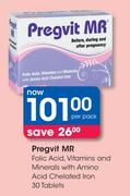 Pregvit Folic Acid, Vitamins And Minerals With Amino Acid Chelated Iron-30 Tablets Per Pack
