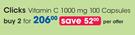 Clicks Vitamin C Capsules 1000mg-2X100's