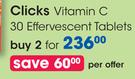 Clicks Vitamin C Effervescent Tablets-2X30's