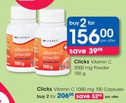 Clicks Vitamin C Capsules 1000mg-2X100's