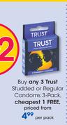 Trust Studded Or Regular Condoms-3's Per Pack