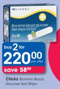 Clicks Bionime Blood Glucose Test Strips-For 2