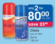 Clicks Ice Or Hot Spray-2X150ml