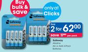 Safeway Alkaline AA Or AAA 4 Pack Batteries-For 2