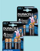Duracell Ultra Power Alkaline Batteries 4 Pack AA-Per Pack