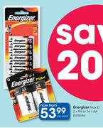 Energizer Max D 2 x 9V Or 16 x AA Batteries-Per Pack