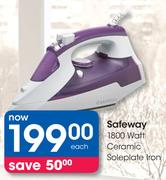 Safeway 1800 Watt Ceramic Soleplate Iron-Each