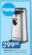 Kambrook 3 In 1 Can Opener, Bottle Opener & Knife Sharpener-Each