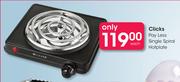 Clicks Pay Less Single Spiral Hotplate-Each