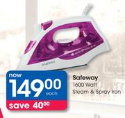 Safeway 1600 Watt Steam & Spray Iron-Each